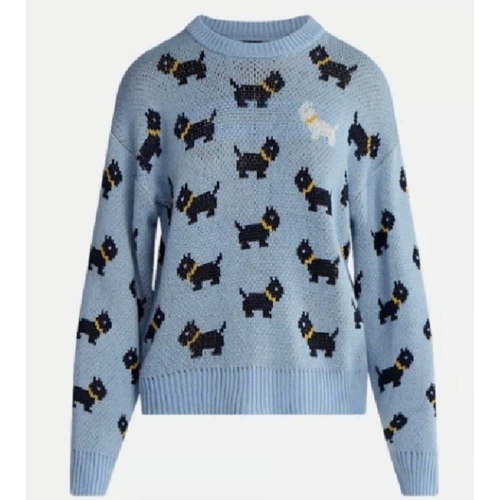 NWT Stranger Things Season 5 Erica Scottie Dog Sweater Size S Blue No Boundaries